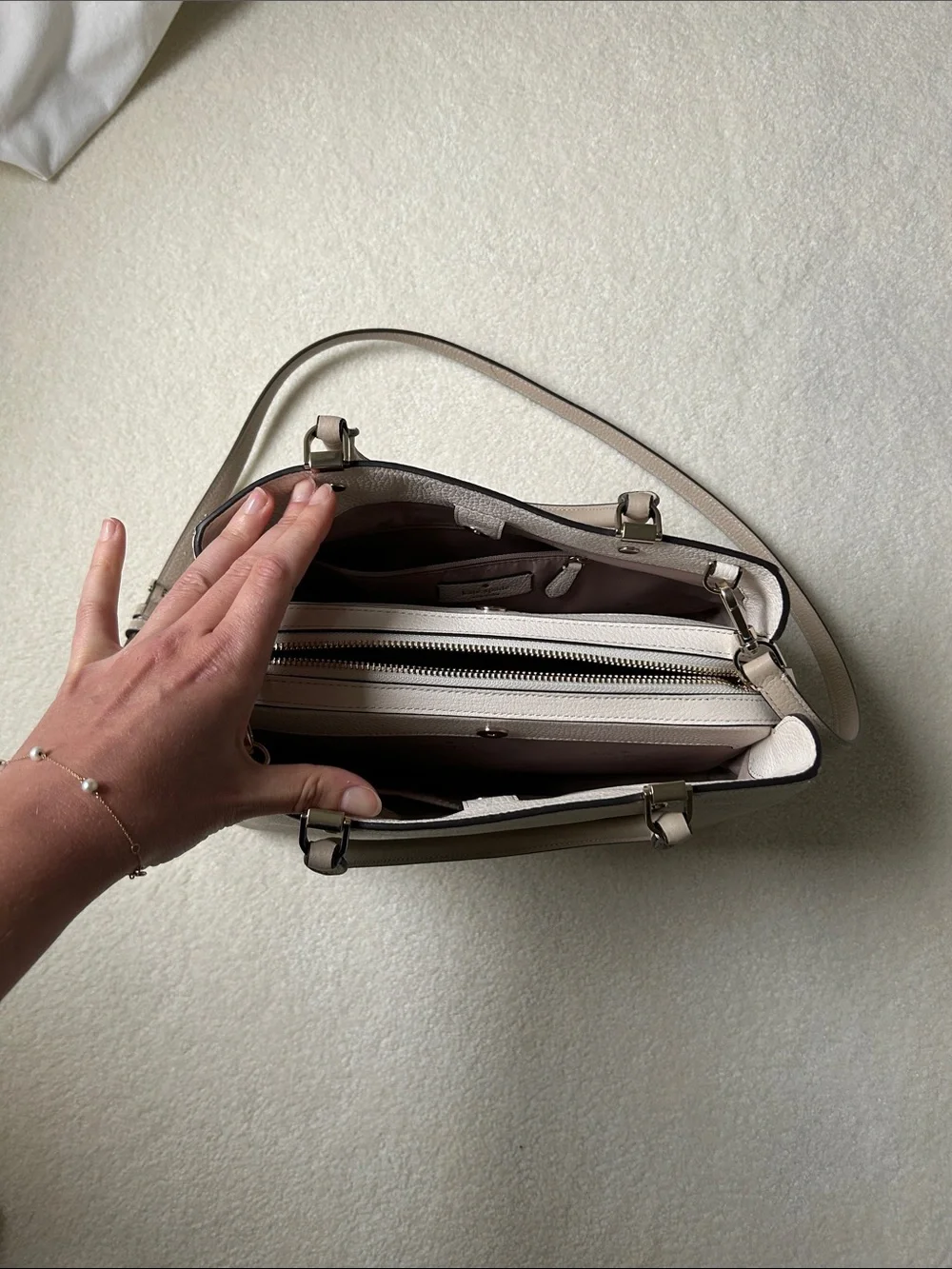 kate spade Pebbled Leather Satchel in Taupe